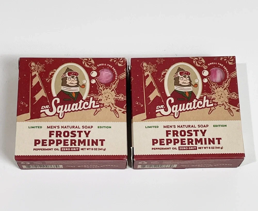 Dr. Squatch Limited Edition Frosty Peppermint Soap 5 oz (x2)